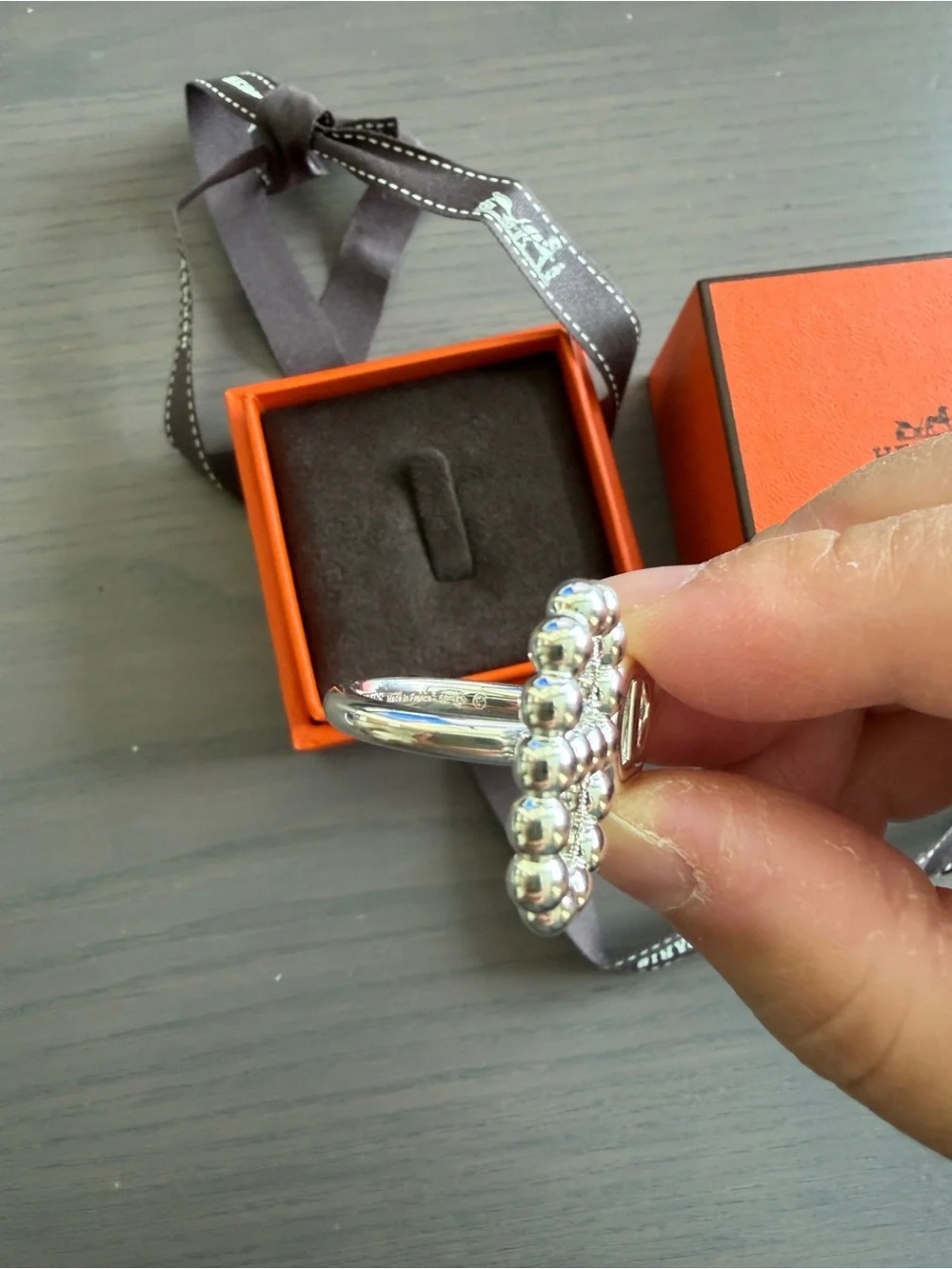 Hermès Silver Ring- Size 56